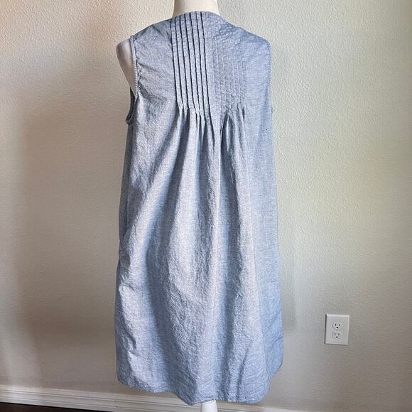 Roaman's Pintuck Embroidered Chambray Sun Dress Women's 16 Cotton Tasseled - Picture 3 of 7